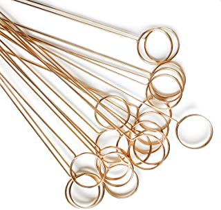 Photo 1 of 20 Pcs Metal Wire Floral Place Card Holder Pick 13 Inch Gold Photo Clip Memo for Wedding Birthday Baby Shower Party Favor, Round
