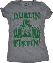 Photo 1 of CRAZY DOG T-SHIRTS WOMEN'S DUBLIN FISTIN T SHIRT FUNNY IRELAND DRINKING TEE FOR SAINT PATRICKS DAY SMALL