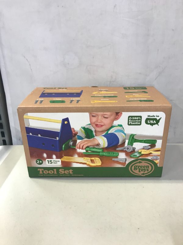 Photo 1 of Green Toys Tool Set, Blue - 15 Piece Pretend Play, Motor Skills, Language & Communication Kids Role Play Toy. No BPA, phthalates, PVC. Dishwasher Safe, Recycled Plastic, Made in USA.
