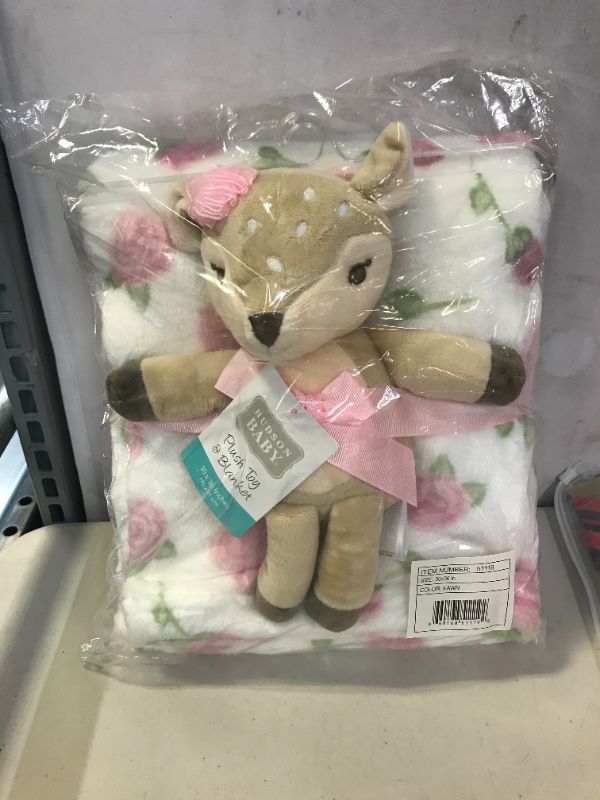 Photo 2 of Hudson Baby Infant Girl Plush Blanket with Toy, Fawn, One Size
