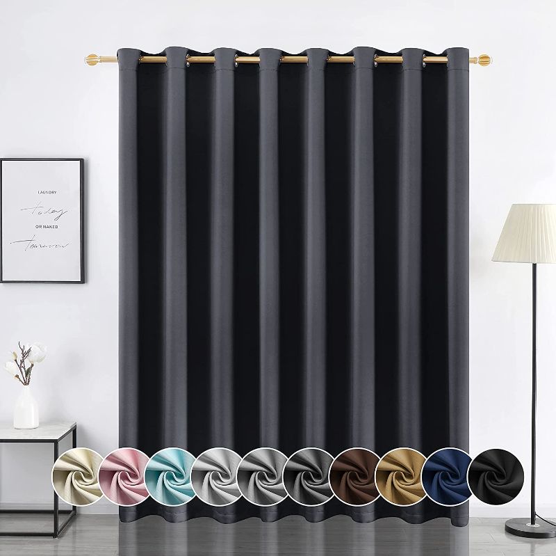 Photo 1 of YURIHOME Room Divider Curtain for Sliding Glass Door, Wide Blackout Curtains for Bedroom, Grommet Screens Privacy Curtain Panel for Living Room, 1 Panel, 100W x 84L, Dark Grey
