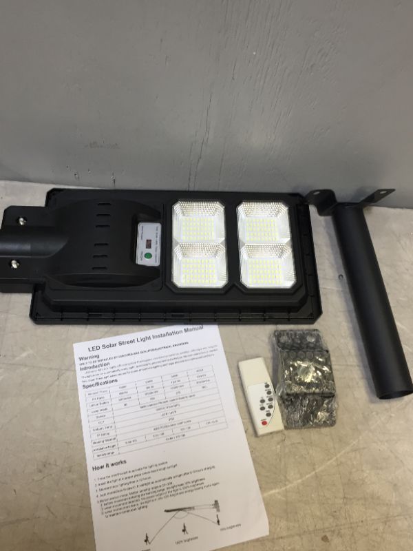 Photo 3 of 400W Solar Street Light Outdoor 40000 Lumens Dusk to Dawn Motion Sensor Solar Lights Outdoor IP65 Waterproof LED Flood Light Solar Powered with Remote Control for Parking Lot,Street,Yard
 (unable to test in facilities)