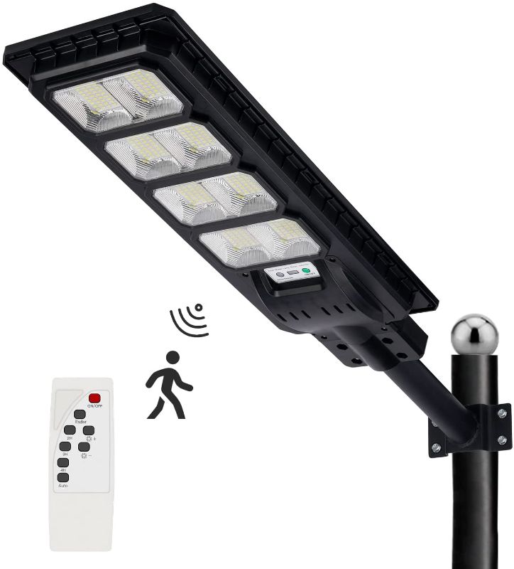 Photo 1 of 400W Solar Street Light Outdoor 40000 Lumens Dusk to Dawn Motion Sensor Solar Lights Outdoor IP65 Waterproof LED Flood Light Solar Powered with Remote Control for Parking Lot,Street,Yard
 (unable to test in facilities)