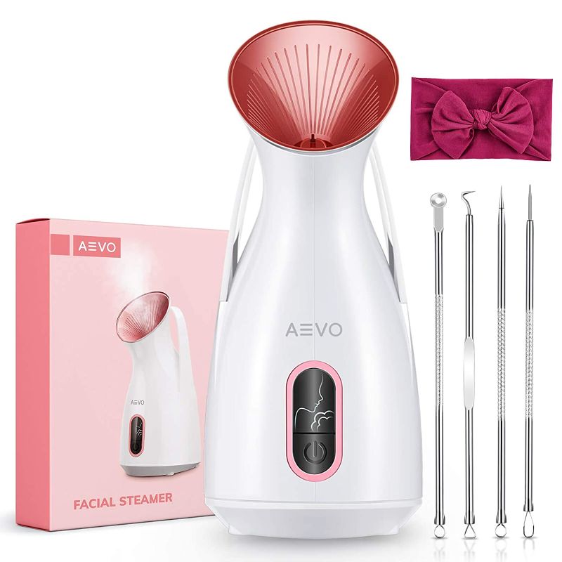 Photo 1 of AEVO Facial Steamer, Personal Humidifier, Cleans and Moisturizes Skin with Nano Ionic Steam, UV Light, 130 ml Water Tank, Portable Home Skin Spa Steamer
