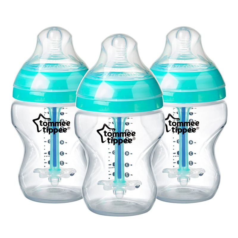 Photo 1 of Tommee Tippee Advanced Anti-Colic Baby Bottle Feeding Set, Heat Sensing Technology, Breast-like Nipple, BPA-Free - 9 ounce, 3 Count
