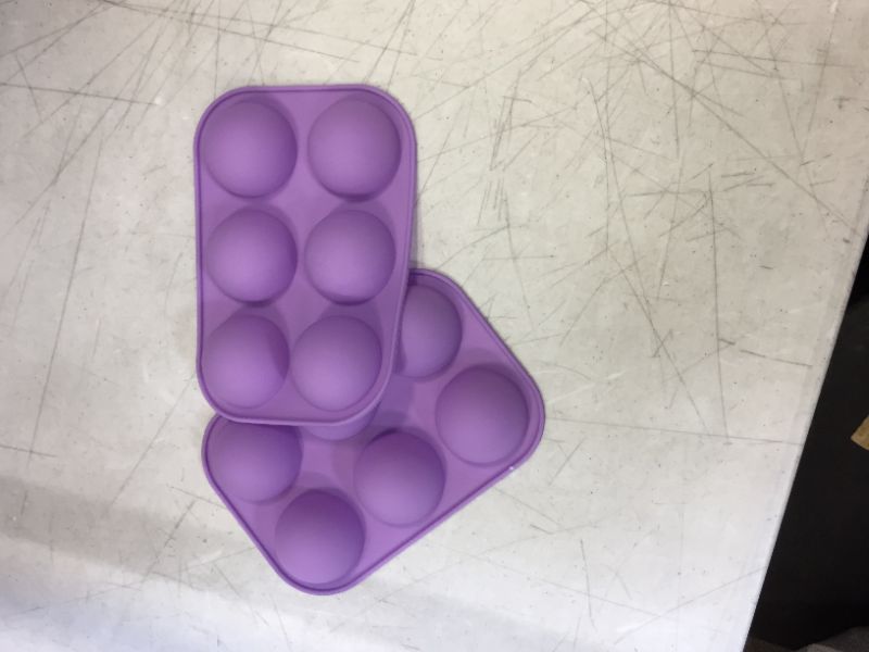 Photo 2 of 2 SET 6 Holes Semi Sphere Silicone Mould For Chocolate, Cake, Jelly, Pudding, Handmade Soap, Round Shape (Small semicircle purple)