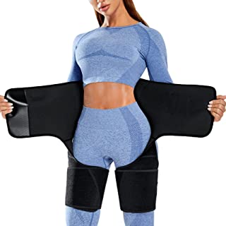 Photo 1 of 3 in 1 Sauna Waist Trainer Butt Lifter Thigh Trimmer Sweat Body Shaper Exercise Wrap Stomach for Women Workout Sports XL
