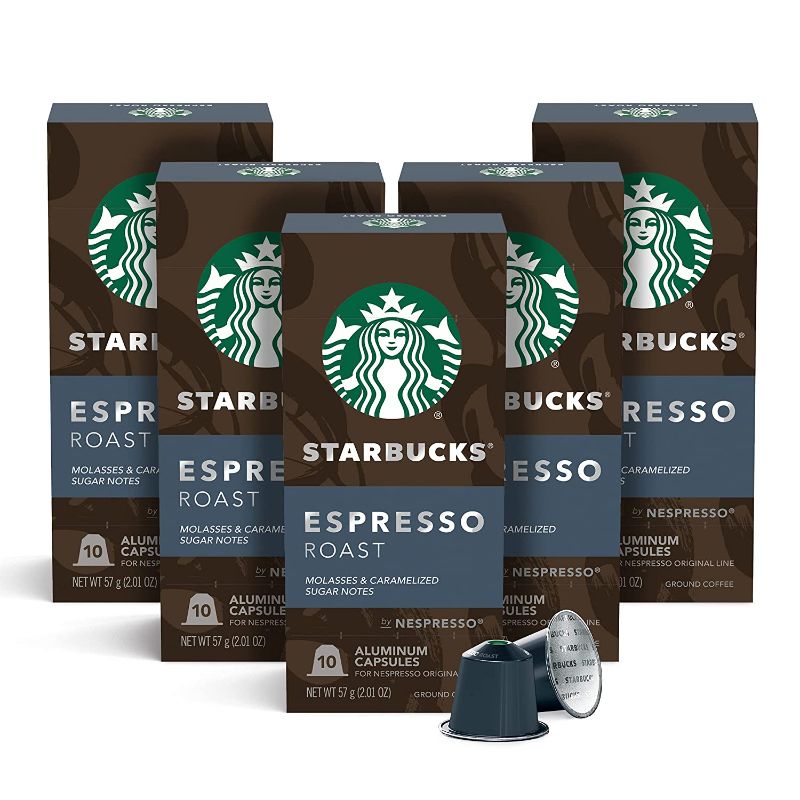 Photo 1 of Starbucks by Nespresso, Espresso Dark Roast (50-count single serve capsules, compatible with Nespresso Original Line System) EXP 3/22