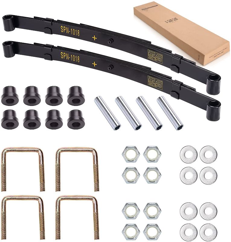 Photo 1 of 10L0L Golf Cart Rear Heavy Duty 4-Leaf Spring Kit with Bushings Sleeves and U Bolts for EZGO TXT 1994-2009 74207-G02 72618-G01