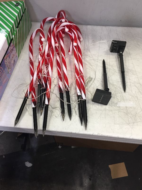 Photo 2 of 
10" Christmas Candy Cane Lights - Set of 10 Pathway Markers Christmas Outdoor