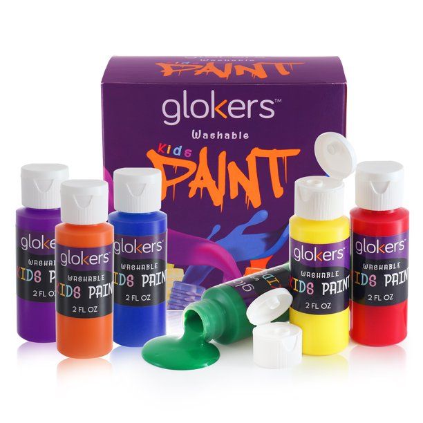 Photo 1 of glokers 10-Piece Kid's Paint Brushes Set with Paint Palette and 6 Colors Washable Paint Set for Kids - 2-Ounce Bottles of Bold, Vibrant Non-Toxic Kids Paints |