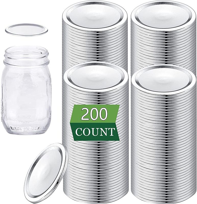 Photo 1 of 200 Pack Canning Jar Lids,70mm Regular Mouth Mason Canning Lids, Leak Proof, Lids for Ball Mason Jars,Secure Canning Jar Caps for Food Container Covers (Silver)