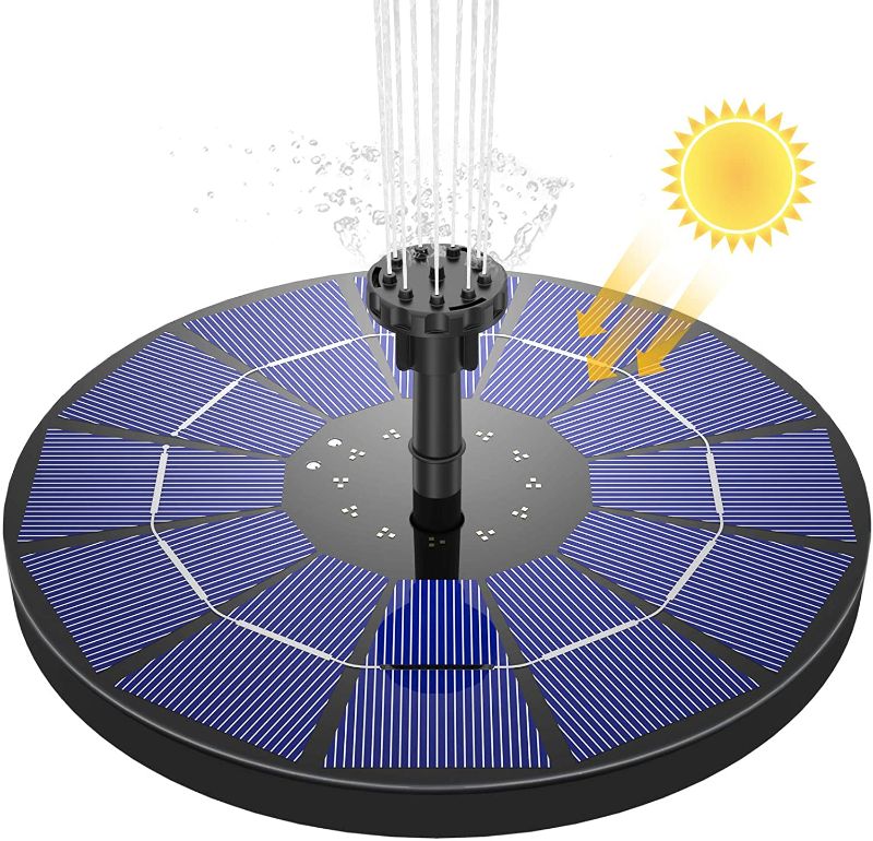 Photo 1 of  3.5W Solar Fountain Pump, Solar Water Pump Floating Fountain Built-in 1500mAh Battery, with 6 Nozzles, for Bird Bath, Fish Tank, Pond or Garden Decoration Solar Aerator Pump