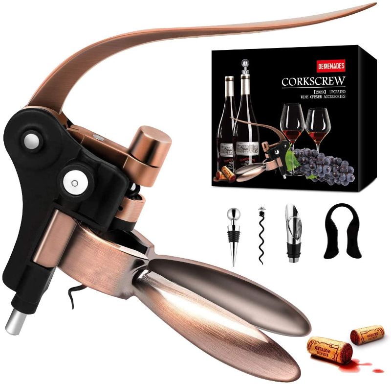 Photo 2 of 
Wine Bottle Opener Corkscrew Set-[2020 Upgraded] Demenades Wine Opener Kit With Foil Cutter,Wine Stopper And Extra Spiral,Professional Grade-Copper