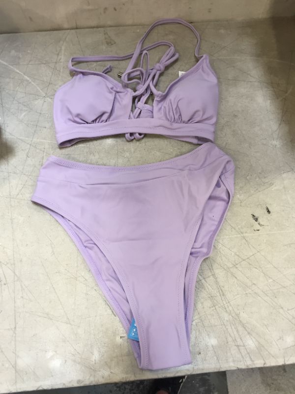 Photo 2 of Purple Lace Up High Waisted Bikini SMALL