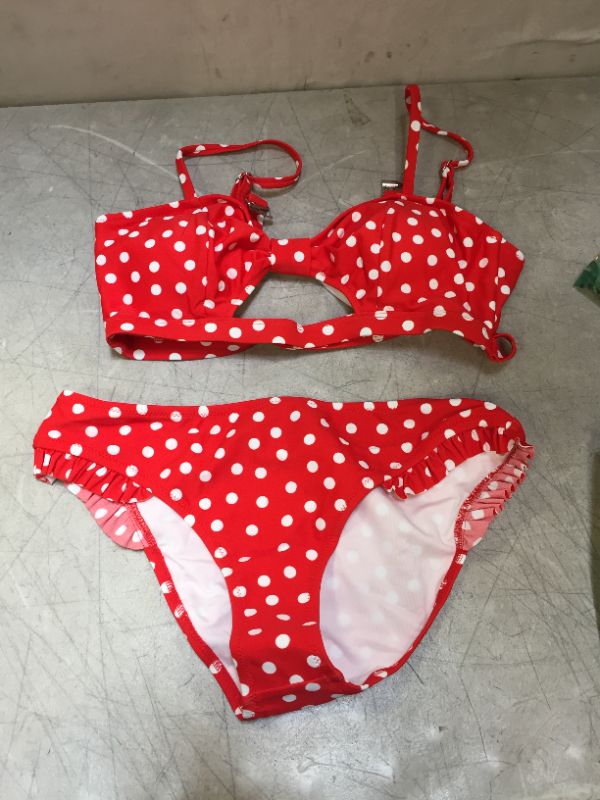 Photo 2 of CUPSHE MEDIUM Red Polka Dot Cutout Bikini