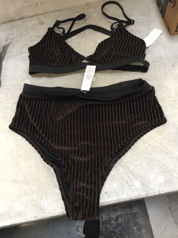 Photo 2 of CUPSHE MEDIUM Dark Brown Smocked Bikini