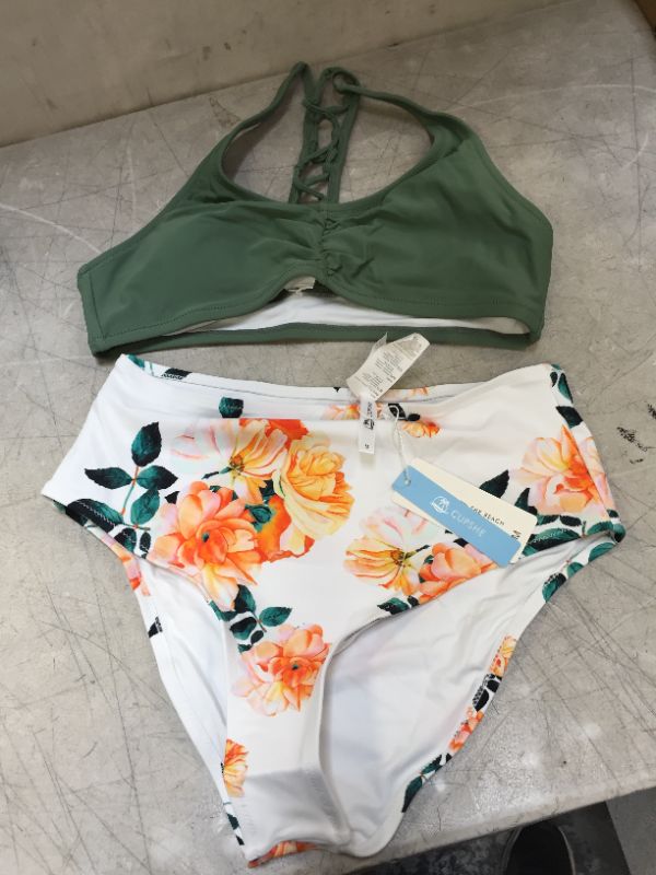 Photo 2 of CUPSHE MEDIUM Celadon Green And Floral Bikini