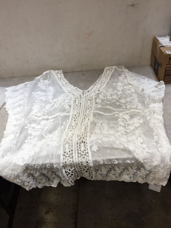 Photo 1 of CUPSHE White Lace Crochet Cover Up MEDIUM