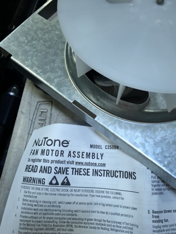 Photo 3 of Broan-NuTone 70 CFM Replacement Motor Wheel for 695A Bathroom Exhaust Fan (unable to test in facilites)