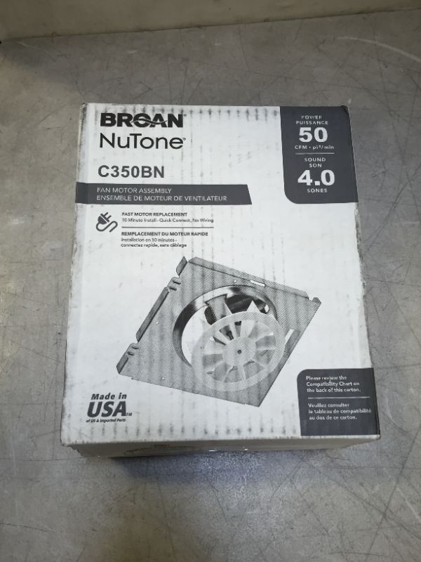 Photo 4 of Broan Nutone Replacement Motor/Wheel 50 CFM Nutone 696N A Housing (C350BN) (unable to test in facilities)