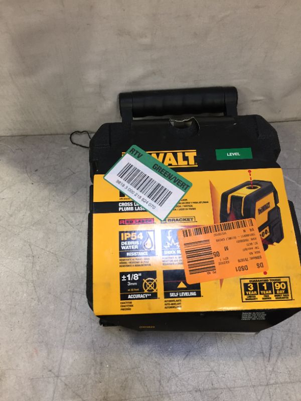 Photo 1 of 165 ft. Red Self-Leveling Cross-Line and Plumb Spot Laser Level with (3) AAA Batteries & Case (unable to test in facilities)