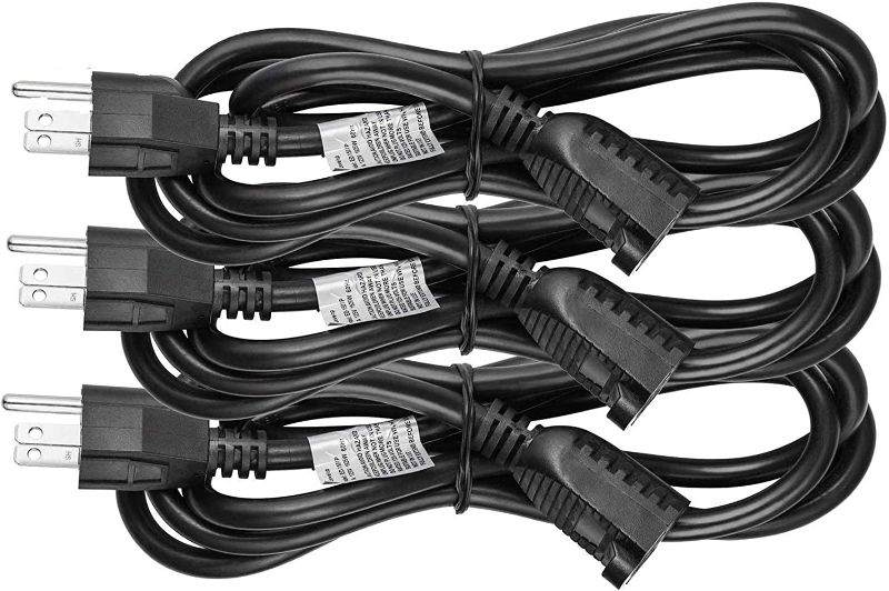 Photo 1 of Aurum Cables Extension Cord 6 Feet - 16 AWG SJTW Heavy Duty Power Cord - 3 Prong Cable 125 Volts 13 Amp NEMA 5-15P to NEMA 5-15R ETL Listed - Indoor Outdoor Extension Cord in Black - 3 Pack
