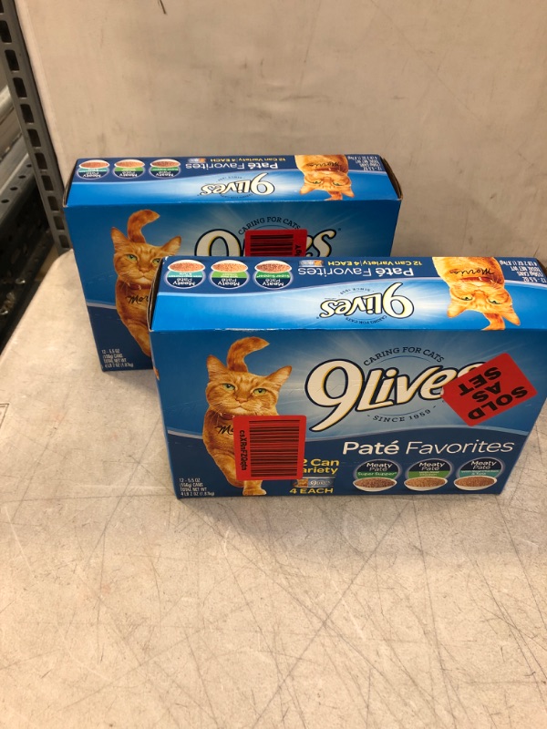 Photo 2 of   2 boxes 9Lives Paté Favorites Variety Pack Wet Cat Food, 5.5-Ounce Cans, 12-Count exp- 05/17/23