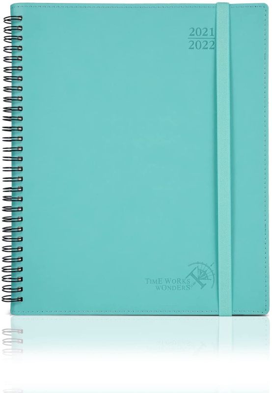 Photo 1 of POPRUN 2022 Monthly Planner 8.5" x 10.5" - 18 Month July 2021 - Dec 2022 with Tabs, Monthly Expense & Notes, Inner Pocket, Vegan Leather Soft Cover, Green - 2 PACK
