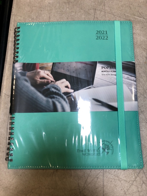 Photo 2 of POPRUN 2022 Monthly Planner 8.5" x 10.5" - 18 Month July 2021 - Dec 2022 with Tabs, Monthly Expense & Notes, Inner Pocket, Vegan Leather Soft Cover, Green
