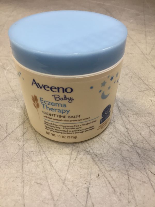 Photo 2 of Aveeno Baby Eczema Therapy Nighttime Moisturizing Body Balm, Colloidal Oatmeal & Ceramide, Soothes & Relieves Dry, Itchy Skin from Eczema, Hypoallergenic, Fragrance- & Steroid-Free, 11 oz
EXP 02/2022