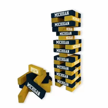 Photo 1 of Michigan Wolverines Jenga Table Top Stackers Tailgate Game By Wild Sports Ln
