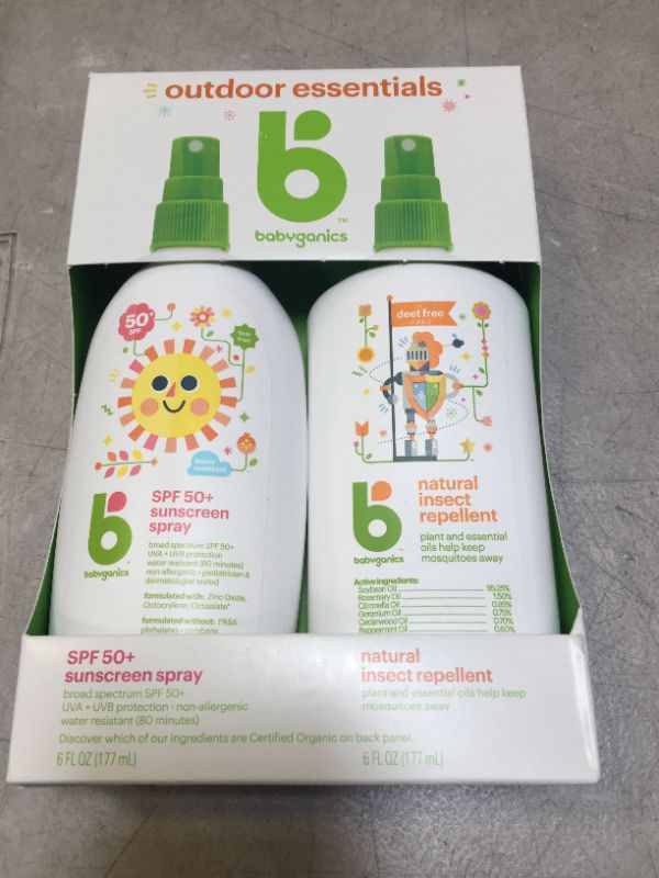 Photo 2 of Babyganics 50 SPF Baby Sunscreen Spray and Bug Spray | Octinoxate & Oxybenzone Free | DEET Free, 6oz each, Combo 2 Pack
EXP 03/01/2023