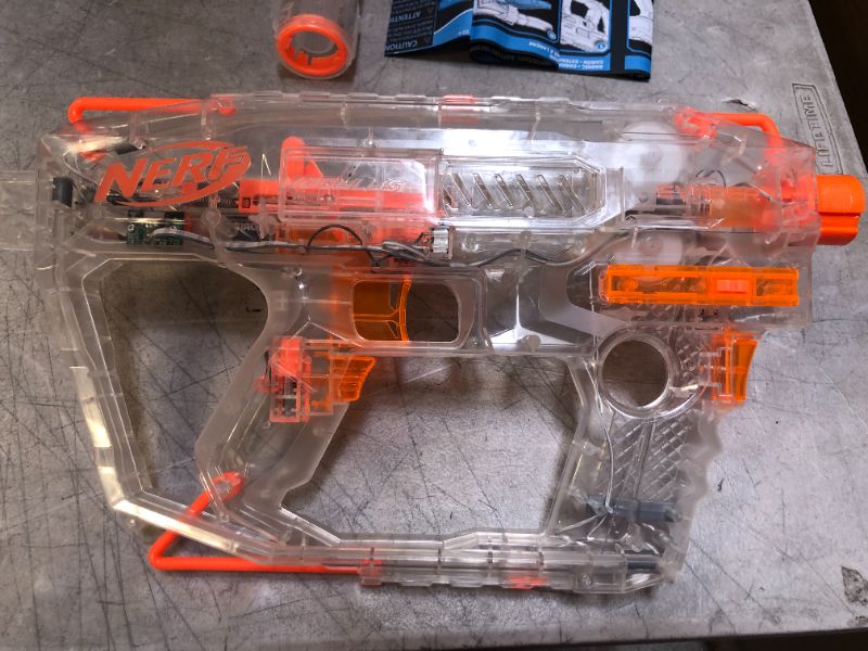 Photo 1 of NERF Modulus Ghost Ops Evader Motorized Blaster -- Light-Up See-Through Blaster and Barrel Extension, Includes 12 Official Elite Darts (Amazon Exclusive)