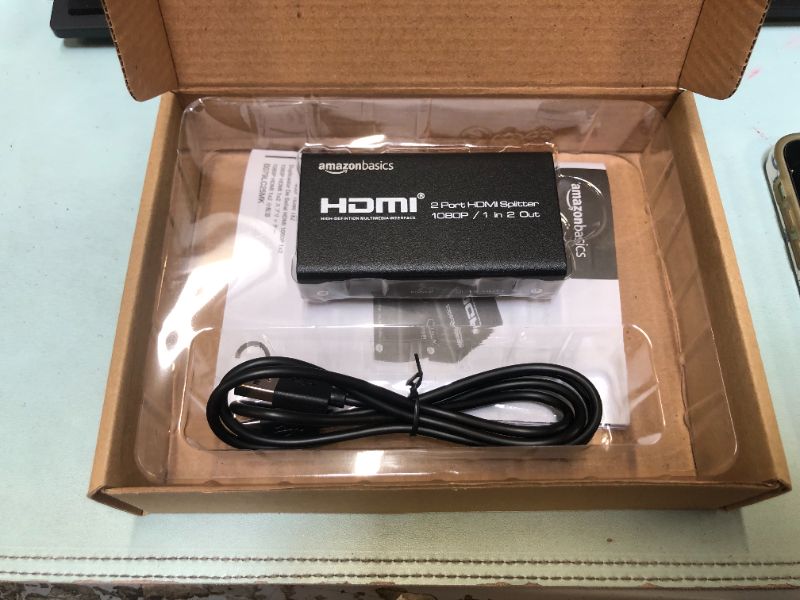 Photo 2 of Amazon Basics 1080P HDMI 1x2 Splitter for Dual Monitors (Only Supports Screen Duplication, not Extension)