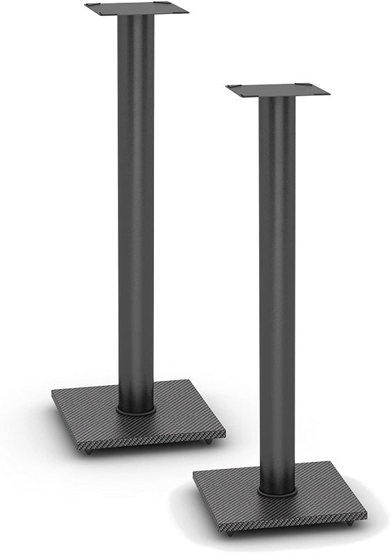 Photo 1 of Atlantic Bookshelf Speaker Stands - Steel Construction, Pedestal Style & Built-in Wire Management, Support Bookshelf-Style Speakers up to 20 lbs. PN 77335799 - Black 2-Pack