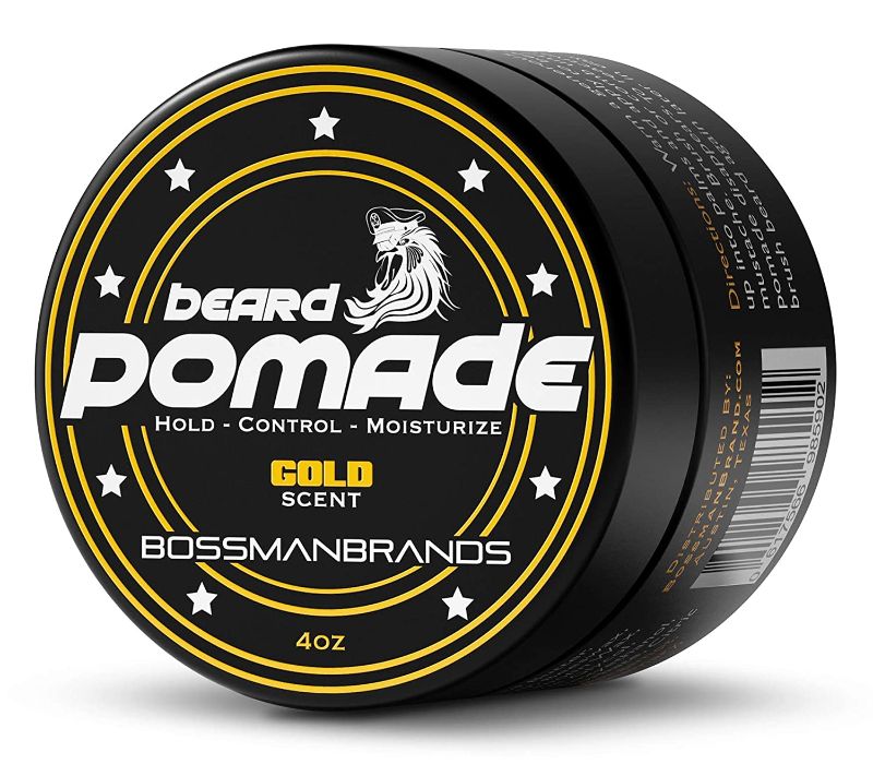 Photo 1 of Bossman Hair & Beard Pomade - Moisturizing with Longer Hold and Control - Men's Hair, Beard and Moustache Styling Product - Made in USA (Gold Scent)
