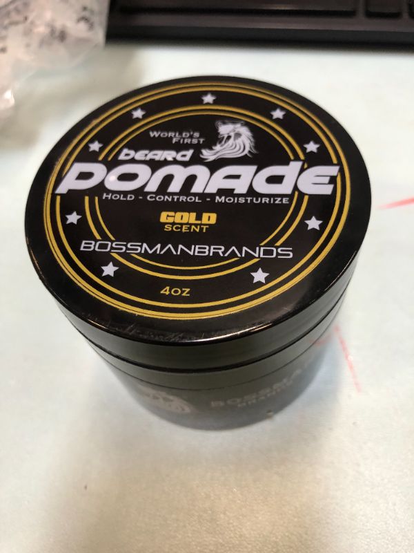 Photo 2 of Bossman Hair & Beard Pomade - Moisturizing with Longer Hold and Control - Men's Hair, Beard and Moustache Styling Product - Made in USA (Gold Scent)