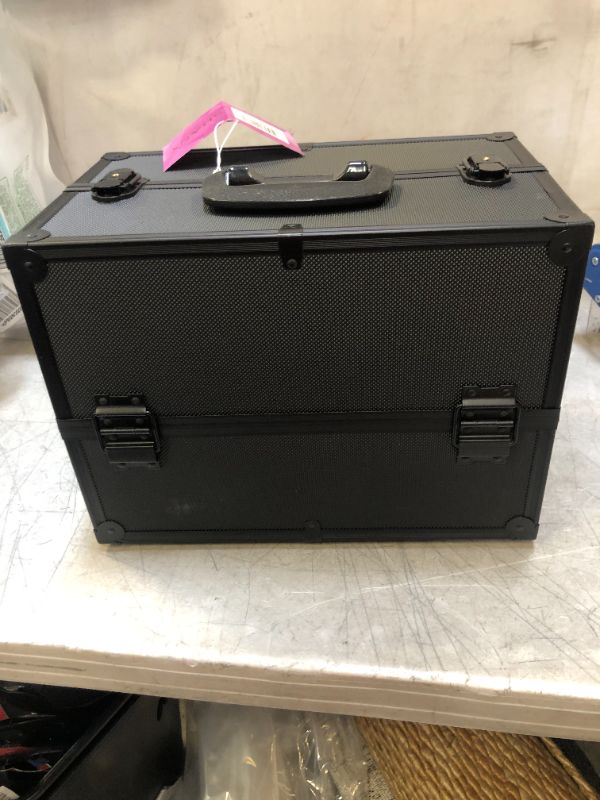Photo 1 of SHANY Essential Pro Makeup Train Case with Shoulder Strap and Locks - Black On Black