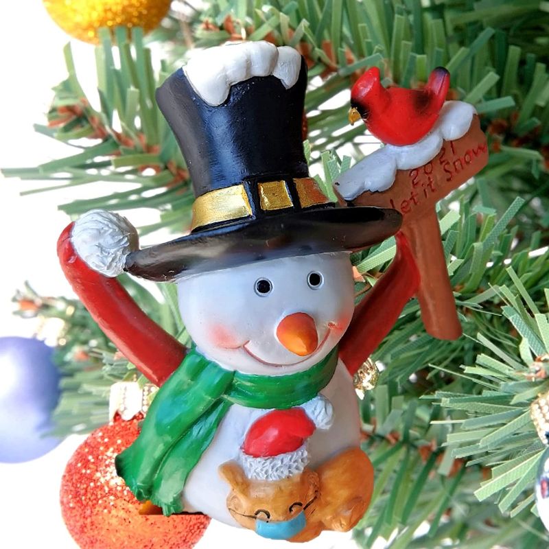 Photo 1 of Christmas Snowman Ornaments, Cardinal Christmas Tree Ornament Cat with Face Mask Unique Christmas Ornaments, Christmas Tree Decorations-Keepsake for Family, Red Green White
