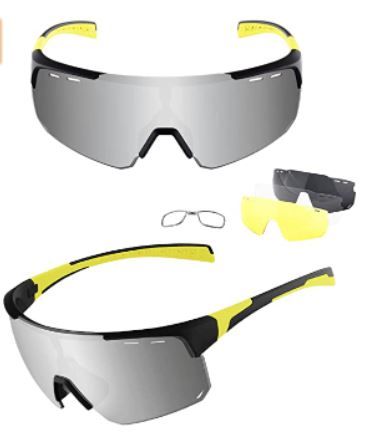 Photo 1 of Ukoly Polarized Sports Sunglasses with 4 Interchangeable Lenses, Cycling glasses Men Women, Baseball Running Sunglasses
