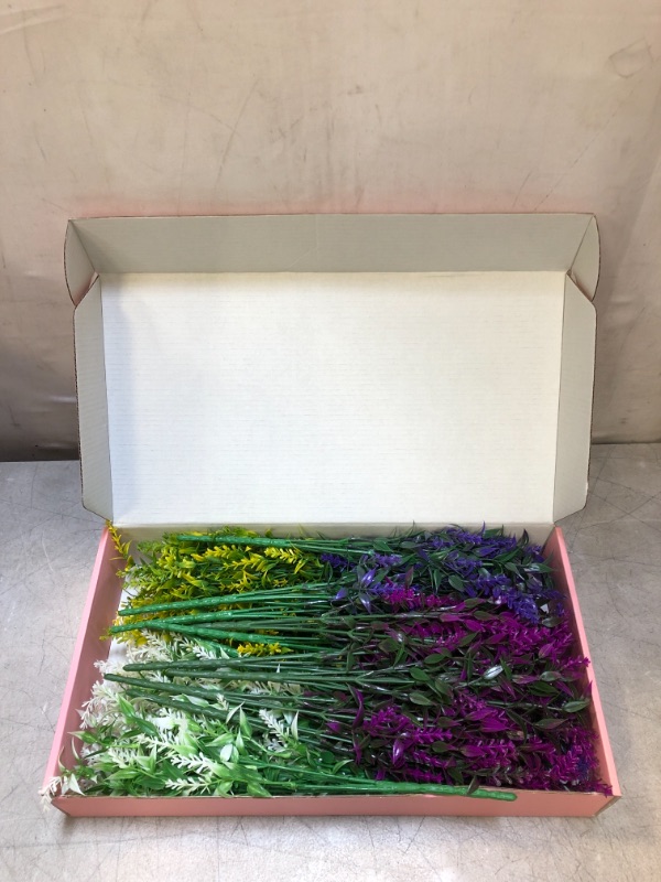 Photo 2 of Artificial Lavender Flowers 20 Bundles Outdoor Fake Flowers for Home Decoration UV Resistant No Fade Faux Plastic Plants Garden Porch Outdoor Décor
