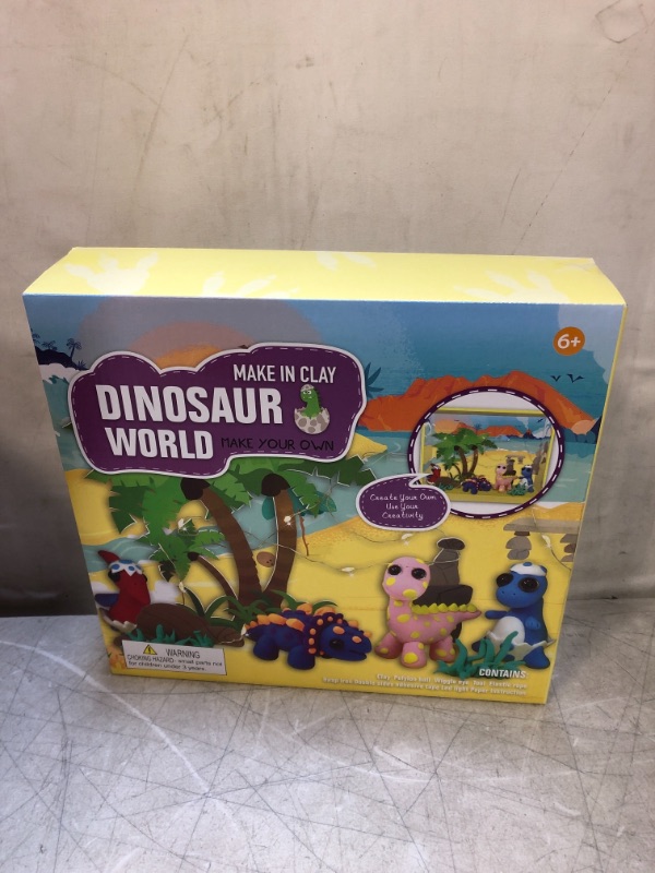 Photo 2 of Eduzoo Dinosaur Clay World Craft Kit for Kids, DIY Air Dry Clay Set, Creative Your Own Dinosaur World with Light, STEM Educational DIY Molding Set, Gift for Girls and Boys
