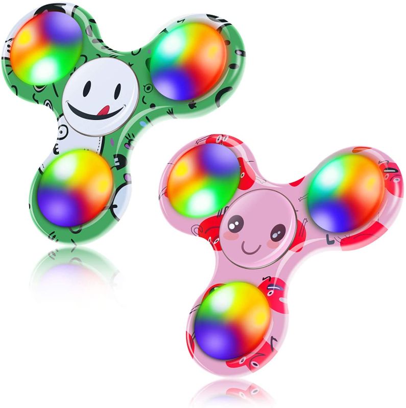 Photo 1 of FIGROL Fidget Spinner, 2 Pack Led Light Up Fidget Spinner- Finger Toy Hand Fidget Spinner-for Kids with Anxiety Stress Reduce,Birthday Gift Reward to Students,Stay Focus,Stress Relief
