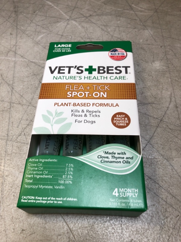 Vet's Best Flea and Tick Spoton Drops Topical Flea Treatment Drops
