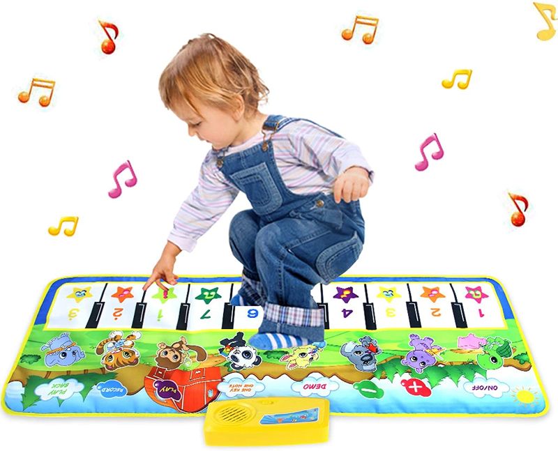 Photo 1 of YAASFOS Piano Musical Mat, Kids Dancing Mat Keyboard Playmat, Soft Baby Early Education Portable Dance Music Piano Keyboard Carpet Musical Touch Play Game Toy Gifts for Kids Toddlers Girls Boys
