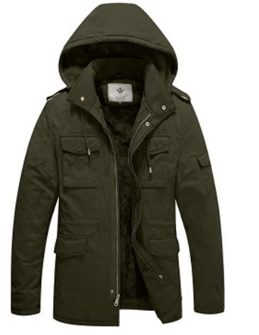 Photo 1 of WenVen Men's Winter Military Thicken Parka Jacket Warm Coat with Removable Hood - SMALL 
