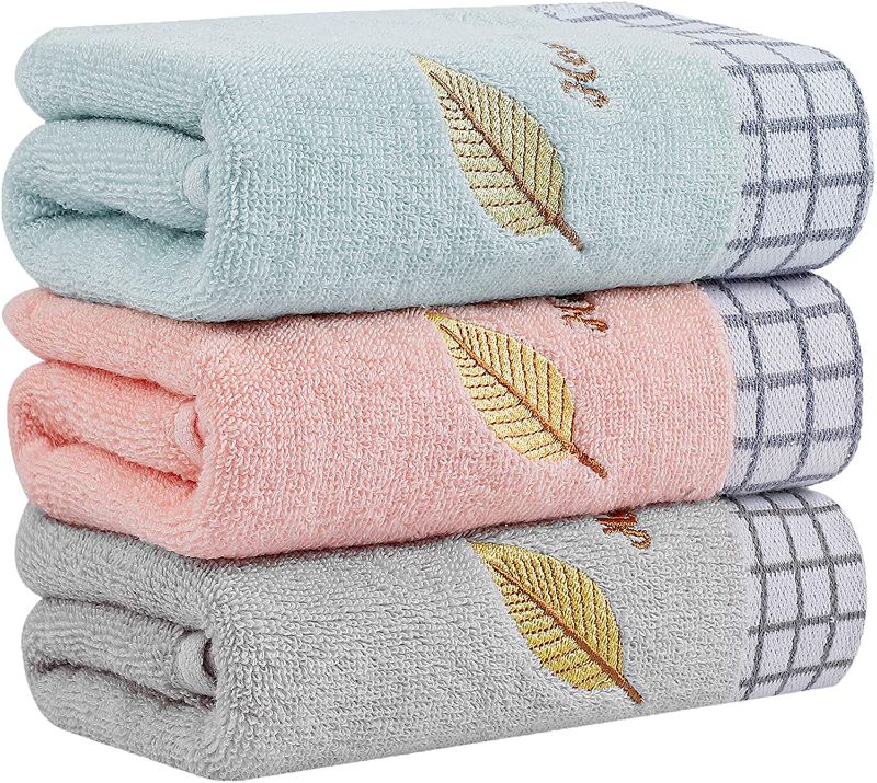 Photo 1 of Years Calm 3 Pack Hand Towels, Bathroom Hand Towels, Embroidered Gold Leaf Hand Towel, Soft and Absorbent Hand Towel for Bathroom(13.5 x 29 Inch)
