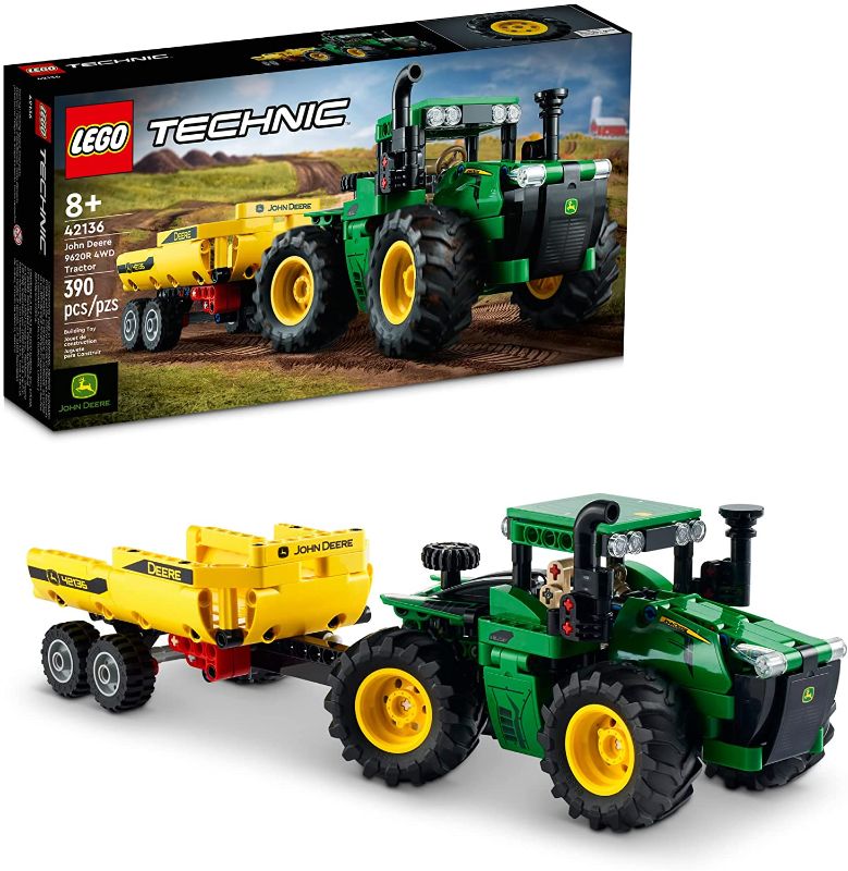 Photo 1 of LEGO Technic John Deere 9620R 4WD Tractor 42136 Model Building Kit; A Project Designed for Kids Who Love Tractor Toys; Complete with Tipping Trailer; for Ages 8+ (390 Pieces)
