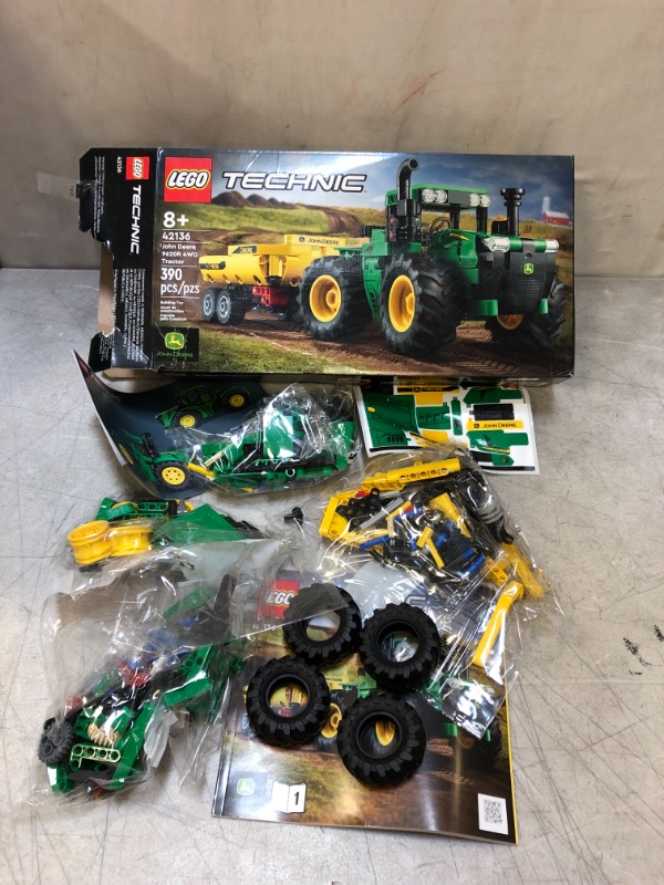 Photo 3 of LEGO Technic John Deere 9620R 4WD Tractor 42136 Model Building Kit; A Project Designed for Kids Who Love Tractor Toys; Complete with Tipping Trailer; for Ages 8+ (390 Pieces)
